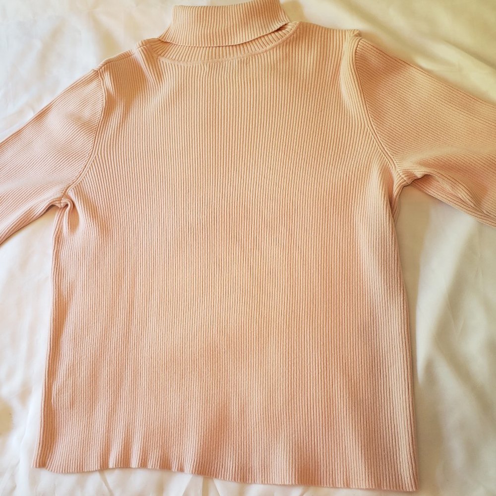 Ralph Lauren Ribbed Turtleneck Womens 1x Large Pink Blush